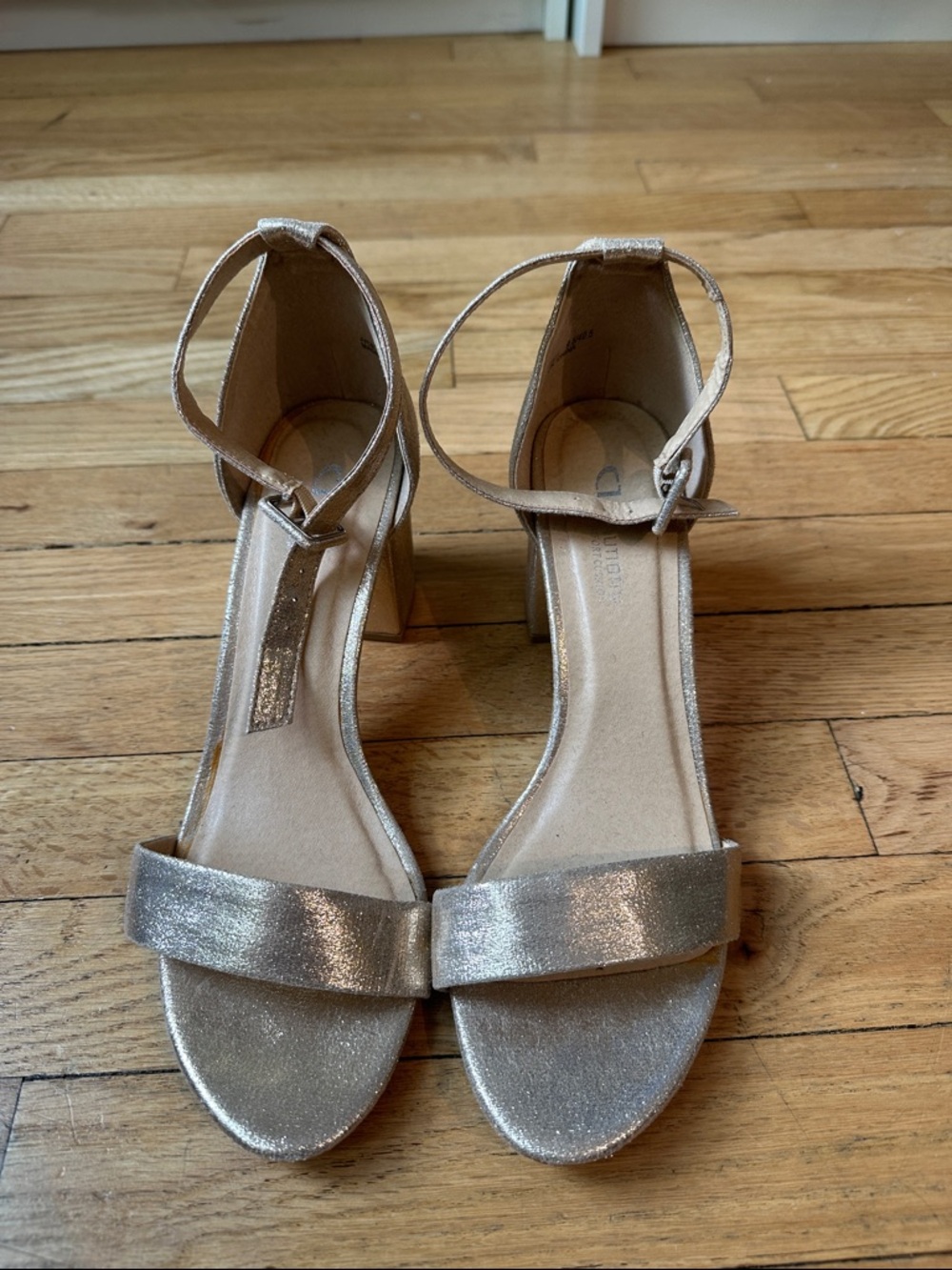 Chinese Laundry Women's Metallic Ankle-Strap Block Heel Sandals - Gold